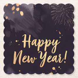 Deep Purple Strokes-New Year's Card Kartonnen Onderzetters