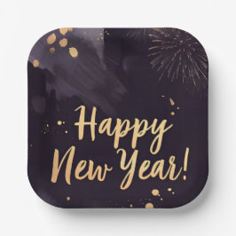 Deep Purple Strokes-New Year's Card Papieren Bordje