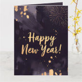 Deep Purple Strokes-nieuwjaarskaart Kaart (Gele Bloem)