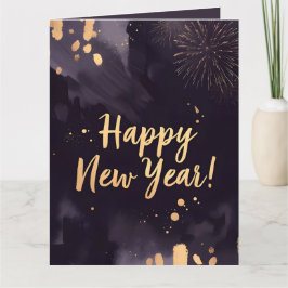 Deep Purple Strokes-nieuwjaarskaart Kaart