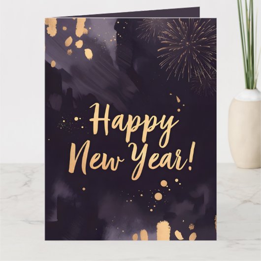 Deep Purple Strokes-nieuwjaarskaart Kaart (Voorkant)