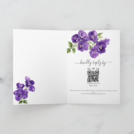 Deep Purple Violets Trouw Uitnodiging (Binnen)