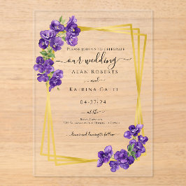 Deep Purple Violets Wedding Invitation Acryl Uitnodigingen