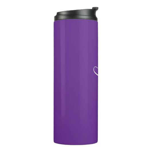 Deep Purple White Script Custom Thermal Tumbler Thermosbeker (Gedraaid links)