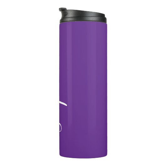 Deep Purple White Script Custom Thermal Tumbler Thermosbeker (Geroteerd rechts)
