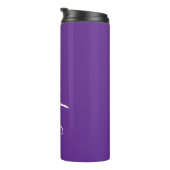 Deep Purple White Script Custom Thermische Bekerko Thermosbeker (Geroteerd rechts)
