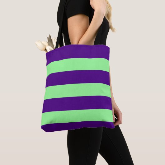 Deep Purple with Mint Green Stripe Tote Bag (Dichtbij)
