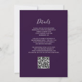 Deep Purple Zilveren Agaten QR Code Huwelijk Kaart (Achterkant)