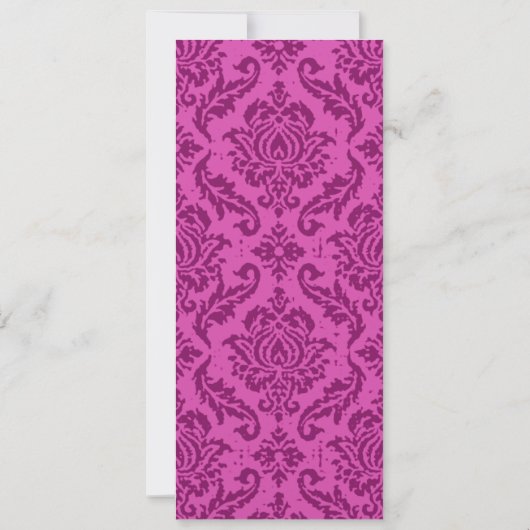 Deep Raspberry Damask wervelingen bruiloft uitnodi Kaart (Achterkant)