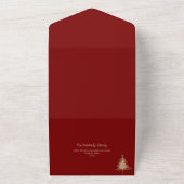 Deep Red 4 Green Pink Gold Christmas Trees Party  All In One Uitnodiging (Buitenkant)