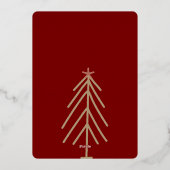 Deep Red 4 Groen Roze Gouden Kerstbomen Folie Uitnodiging (Achterkant)