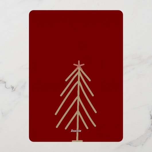Deep Red 4 Groen Roze Gouden Kerstbomen Folie Uitnodiging (Achterkant)