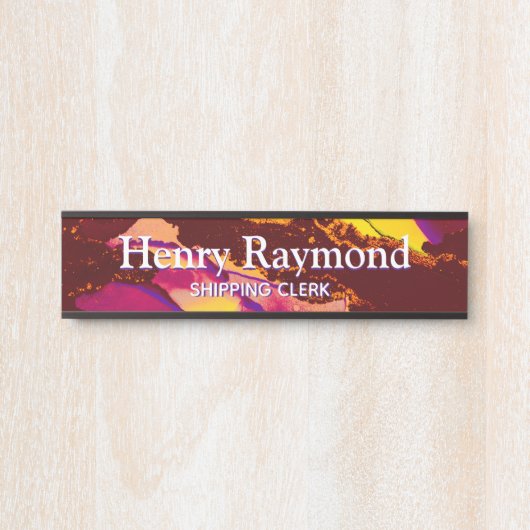 Deep Red Acrylic Flow Art Desk Deurbordje (Voorkant)