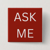 Deep Red Ask Me Button Vrijwilliger, zakelijk (Voorkant)