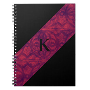 Deep Red Batik Zwart Monogrammed Notitieboek