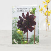 Deep Red Black Dahlia 14th Wedding Jubileum Kaart (Gele Bloem)