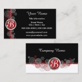 Deep Red, Black en White Abstract Visitekaartje (Voorkant / Achterkant)