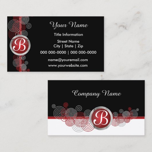 Deep Red, Black en White Abstract Visitekaartje (Voorkant / Achterkant)