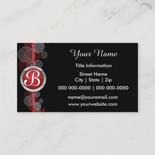 Deep Red, Black en White Abstract Visitekaartje (Voorkant)