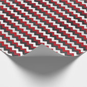 Deep Red, Black en White Chevron Cadeaupapier (Hoek)