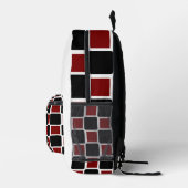 Deep Red & Black Modern Geometric Backpack . Bedrukte Rugzak (Rechts)