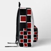 Deep Red & Black Modern Geometric Backpack . Bedrukte Rugzak (Links)