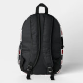 Deep Red & Black Modern Geometric Backpack . Bedrukte Rugzak (Achterkant)