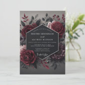 Deep Red Bloom Romance Wedding Kaart (Staand voorkant)