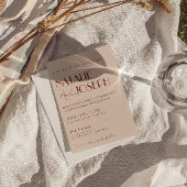 Deep Red Blue Whimsical Modern Photo Wedding Kaart