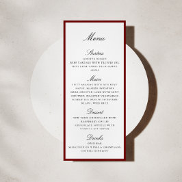 Deep Red Border Wedding Menu Card