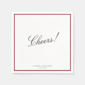 Deep Red Border Wedding Napkins Servet (Voorkant)