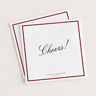 Deep Red Border Wedding Napkins Servet
