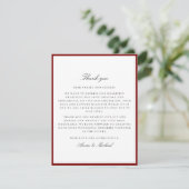 Deep Red Border Wedding Thank You Card Save The Date (Staand voorkant)