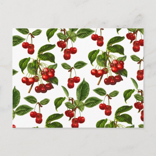 Deep Red Botanical Cherry Print Briefkaart (Voorkant)