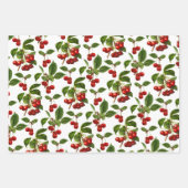 Deep Red Botanical Cherry Print Inpakpapier Vel (Voorkant 2)