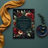 Deep Red Botanical Luxe Wedding Kaart