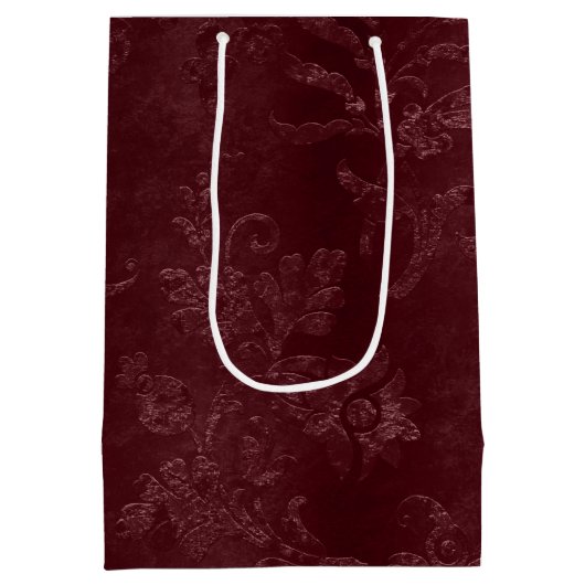 Deep Red Bourgogne Bloemen Medium Cadeauzakje (Achterkant)