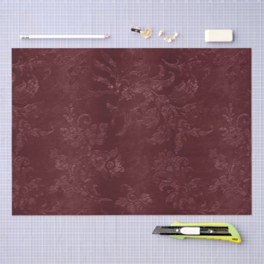 Deep Red Bourgogne Bloemen Tissuepapier (Craft)