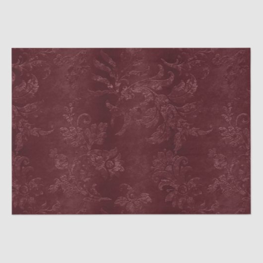 Deep Red Bourgogne Bloemen Tissuepapier (Voorkant)