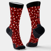 Deep Red Bourgondië Zwart & Wit Poke Een Stippen D Sokken (Gebogen)