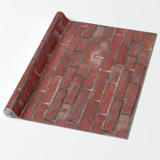 Deep Red Brick Wall patroon Cadeaupapier (Uitgerold)