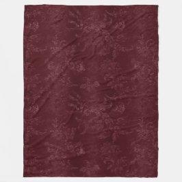 Deep Red Burgundy Floral Christmas Fleece Deken