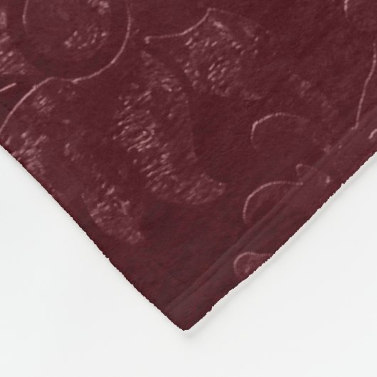 Deep Red Burgundy Floral Christmas Fleece Deken (Hoek)