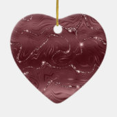 Deep Red Burgundy Floral Christmas Keramisch Ornament (Achterkant)