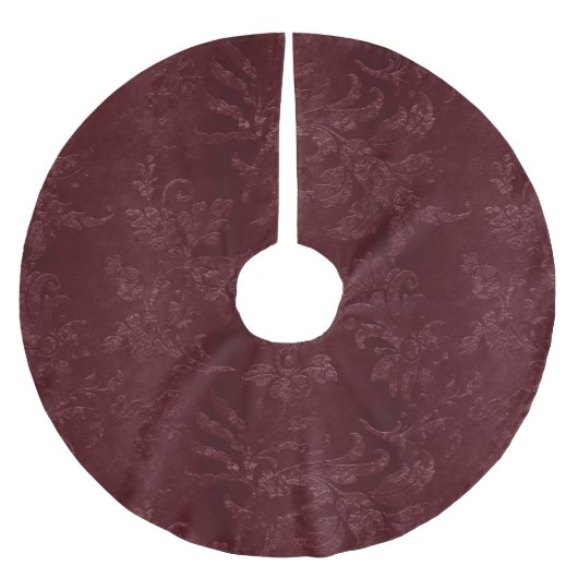 Deep Red Burgundy Floral Christmas Kerstboom Rok (Voorkant)