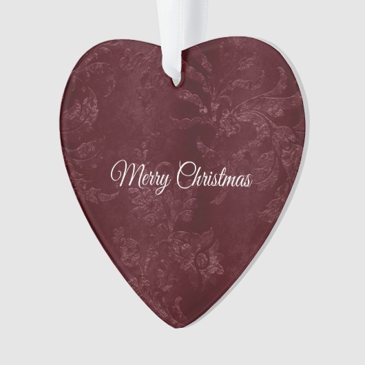 Deep Red Burgundy Floral Christmas Ornament (voorkant)