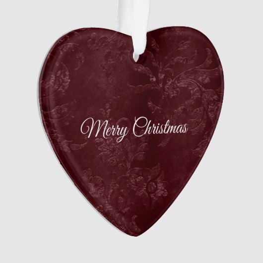 Deep Red Burgundy Floral Christmas Ornament (voorkant)