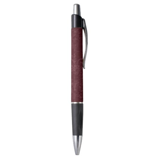 Deep Red Burgundy Floral Christmas Pen (Achterkant (Verticaal))