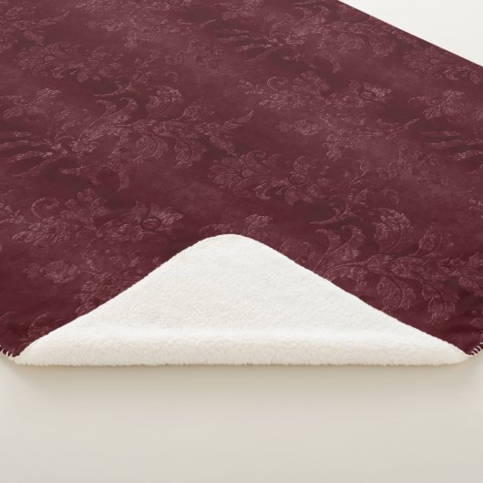 Deep Red Burgundy Floral Christmas Sherpa Deken (3/4)