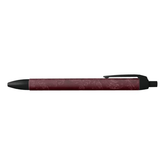 Deep Red Burgundy Floral Christmas Zwarte Inkt Pen (Bovenkant)